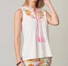 Spartina 449 Faye Daisy Top In Cream & Pastels In Multi