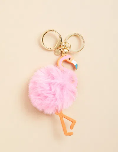 Spartina 449 Flamingo Poof Icon Keychain In Pink