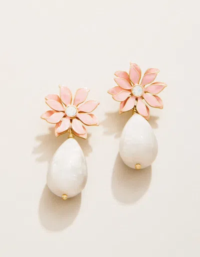 Spartina 449 Floral Dew Drop Earrings Pink/white In Orange