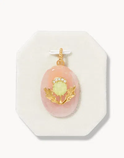 Spartina 449 Friendship Charm Thistle/rose Quartz In Gold