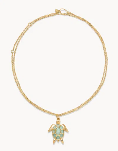 Spartina 449 Green Sea Turtle Necklace Amazonite In Gold