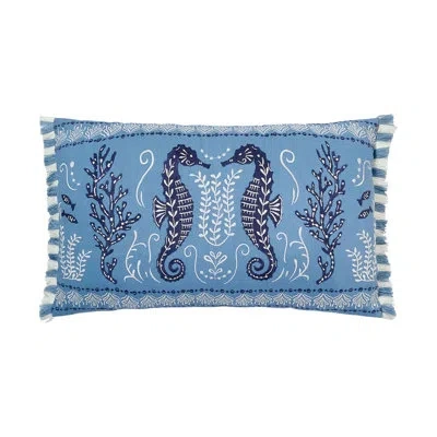 Spartina 449 Hamilton Seahorse Embroidered Throw Pillow In Blue