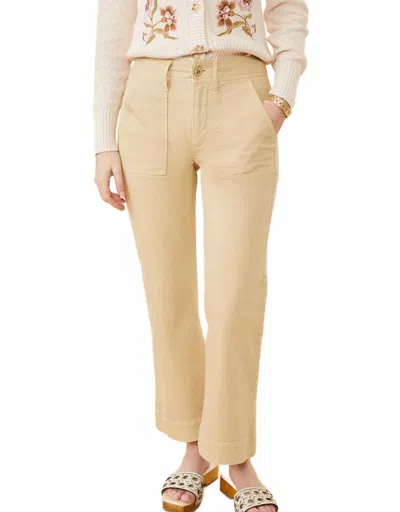 Spartina 449 Howell Wide Leg Crop Jean In Khaki In Green