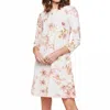 Spartina 449 Island Fringe Floral Print Long Sleeve Dress In Cream Pink In Multi