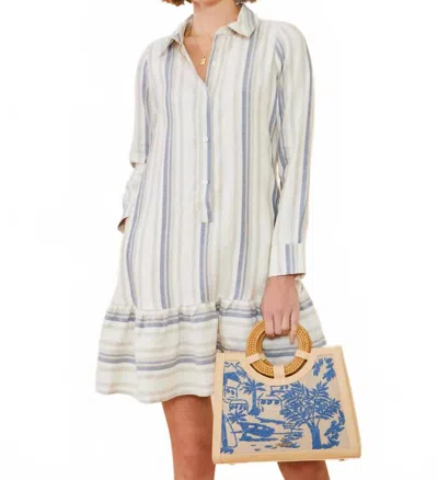 Spartina 449 Ivonne Long Sleeve Collared Shirt Dress In Seascape Stripe Blue In White