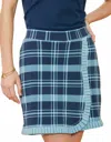 Spartina 449 Jersey Wrap Skort In Clara Plaid Bluestone In Animal Print