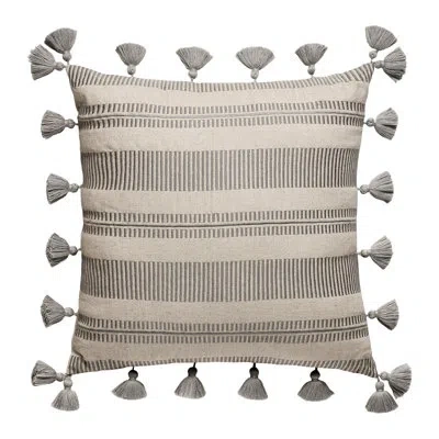 Spartina 449 Jonas Embroidered Decorative Pillow With Tassels In Gray