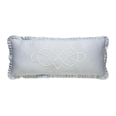 Spartina 449 Jonas Hundred Embroidered Ruffled Oblong Decorative Pillow In Gray