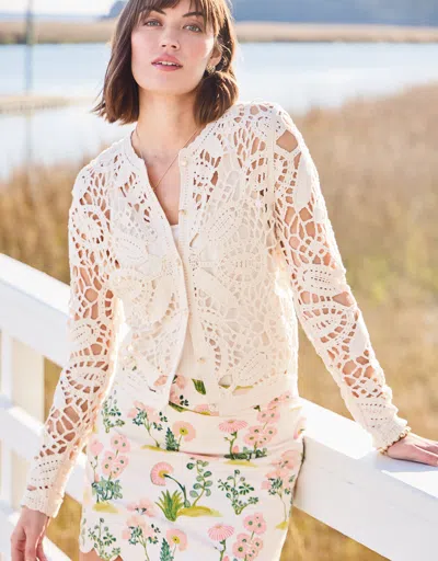Spartina 449 Jordyn Crochet Cardigan Antique White