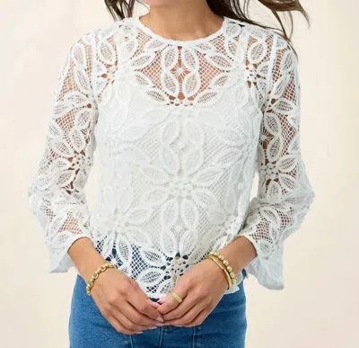 Spartina 449 Julia Crochet Top In Pearl White