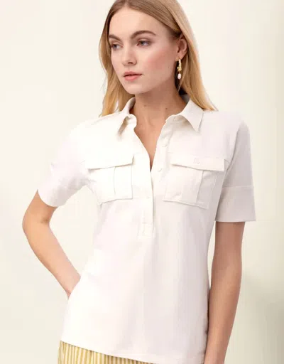 Spartina 449 Kacey Polo Top In Antique White In Purple