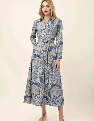 Spartina 449 Kassidy Shirt Midi Dress In St. Augustine Bird Palm Blue In Multi