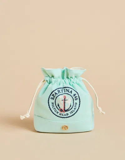 Spartina 449 Keepsake Drawstring Pouch Anchor Logo Sea Foam