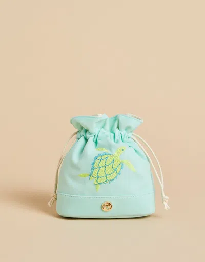 Spartina 449 Keepsake Drawstring Pouch Turtle Sea Foam