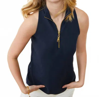 Spartina 449 Keira Half Zip Top In Slate Blue