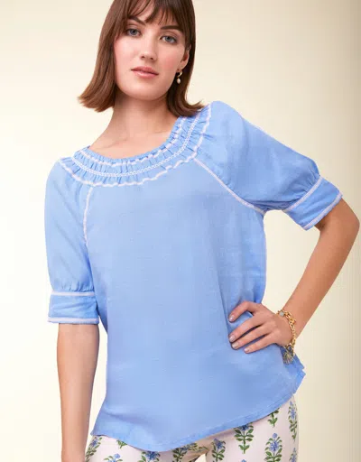 Spartina 449 Kella Linen Blouse Azure