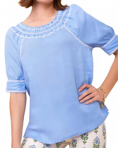 Spartina 449 Kella Linen Blouse In Azure In Blue