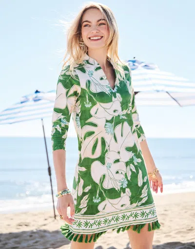 Spartina 449 Kit Jersey Dress Ogeechee Tropical Leaf In Green