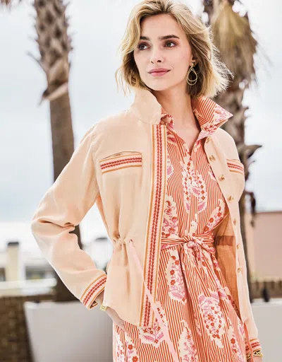 Spartina 449 Layla Linen Jacket Toasted Almond In Orange