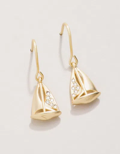Spartina 449 Little Sailboat Earrings White Opal In Black