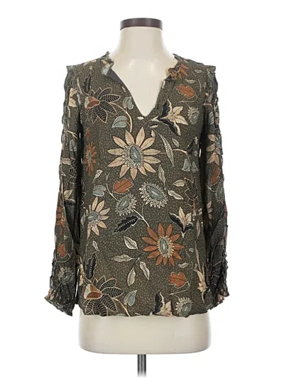 Pre-owned Spartina 449 Long Sleeve Blouse In Brown