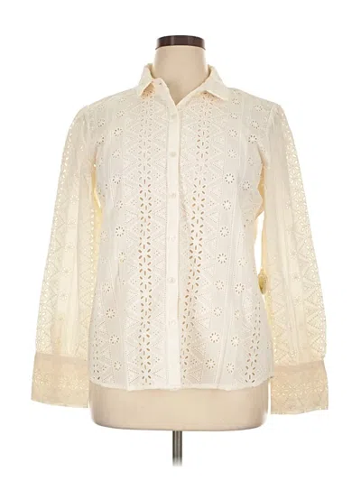 Pre-owned Spartina 449 Long Sleeve Blouse In Ivory