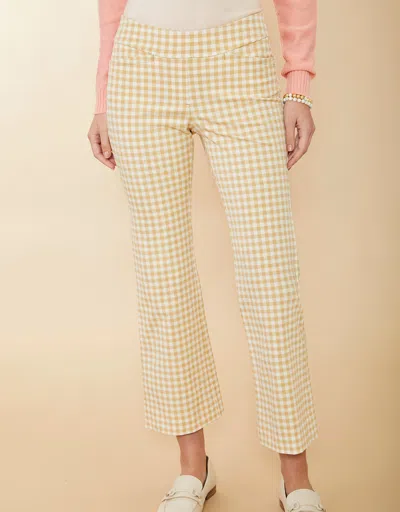 Spartina 449 Maren Kick Flare Pant Clara Gingham Taupe In Yellow