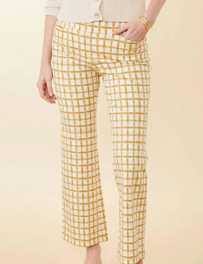 Spartina 449 Maren Kick Flare Pant In Calm Waters Plaid In Yellow