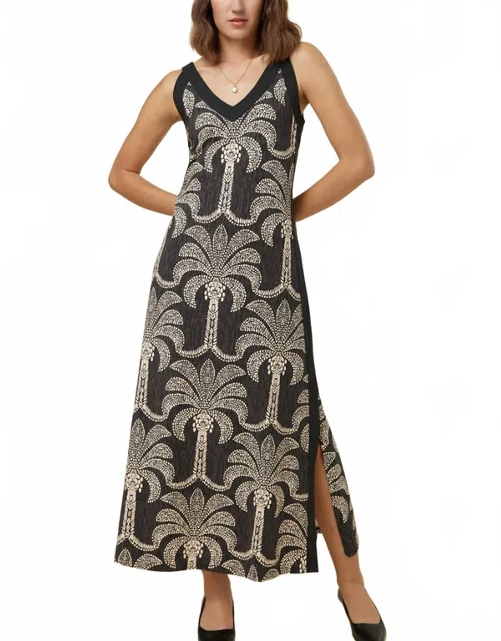moon river shirred cotton midi dress Orange V-Neck Midi Dress