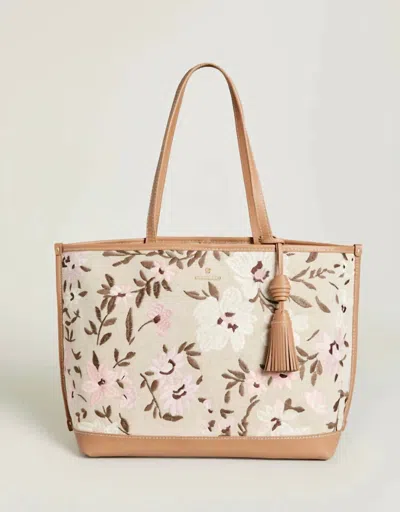 Spartina 449 Maya Tote Bag In Parade Embroidered Floral In Beige