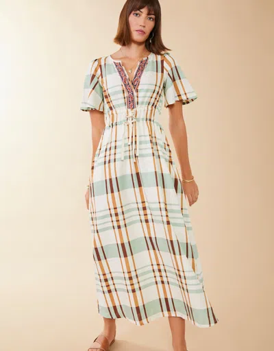 Spartina 449 Meghan Midi Dress Kalalanta Plaid Cream In Neutral