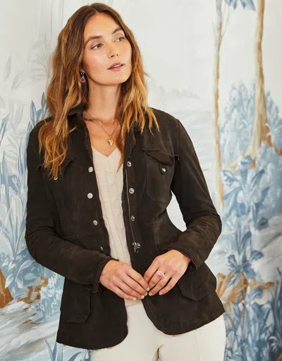 Spartina 449 Meryl Washed Suede Jacket Sable In Black