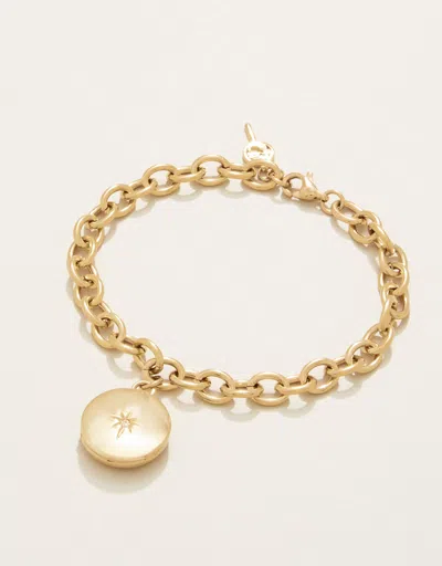 Spartina 449 Mini Round Locket Bracelet 7-8" Starburst In Gold