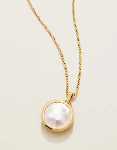 Spartina 449 Mini Round Locket Necklace 18" Mother-of-pearl In Gold