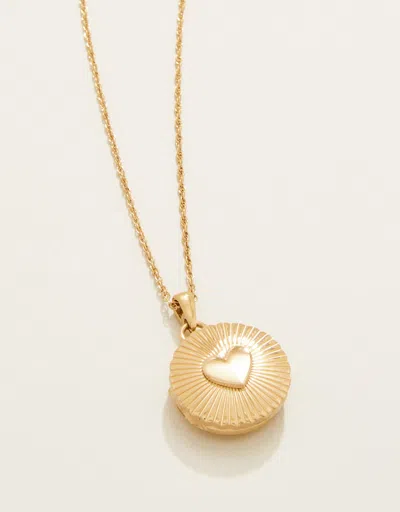 Spartina 449 Mini Round Locket Necklace Heart In Gold