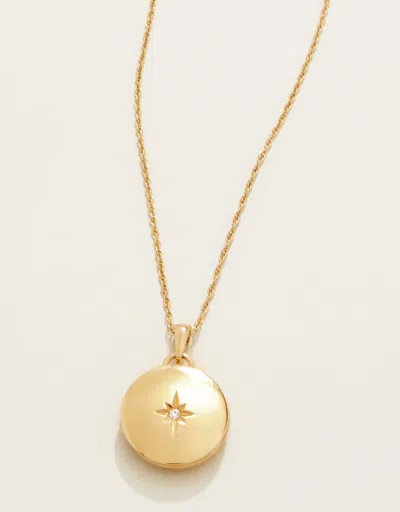 Spartina 449 Mini Round Locket Necklace Starburst In Gold