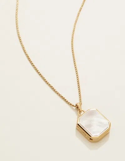 Spartina 449 Mini Window Locket Necklace 18" Mother-of-pearl In Gold