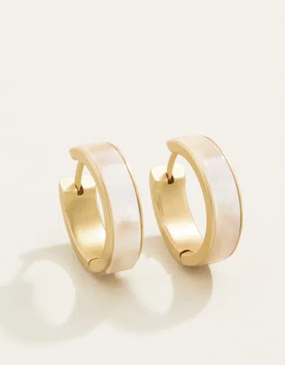 Spartina 449 Mother-of-pearl Midi Hoop Earrings Gold
