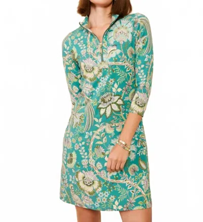 Spartina 449 Mystic Moss Bird Nora Half Zip Sleeve Dress In Green