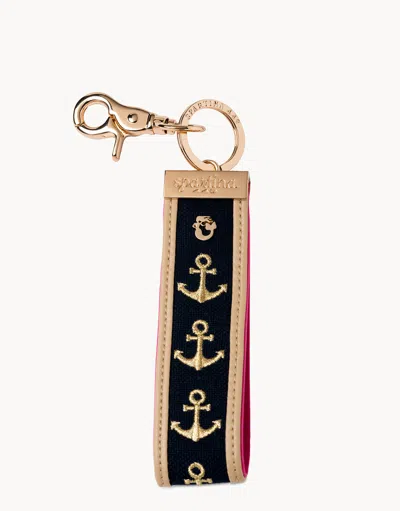 Spartina 449 Navy Grab-n-go Keychain Anchor In Gold