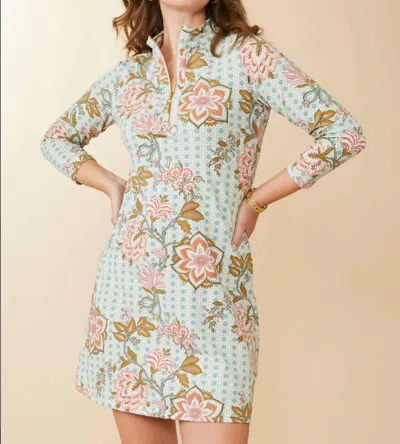 Spartina 449 Nora Half Zip Dress In Calm Waters Floral Cane Blue