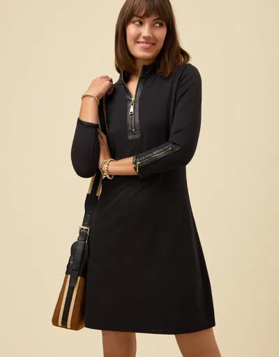 Spartina 449 Nora Half-zip Dress W/ Vegan Leather Black