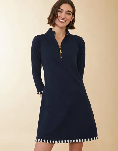 Spartina 449 Nora Half-zip Fringe Dress Slate Blue