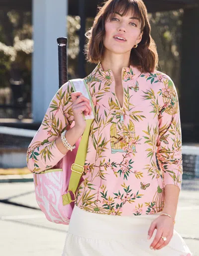 Spartina 449 Nora Half-zip Top Enclave Bamboo Bird Cage Pink