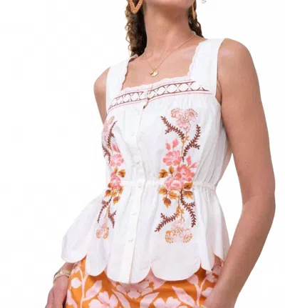 Spartina 449 Odette Scallop Tank Top In Antique White