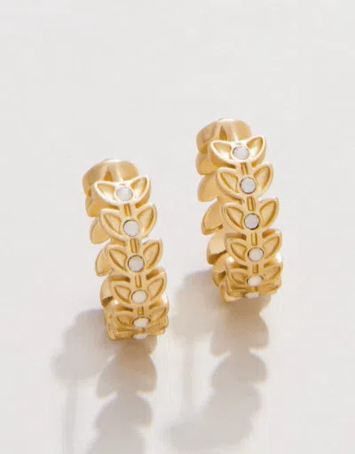 Spartina 449 Parkwood Petite Hoop Earrings 14mm White Opal In Neutral