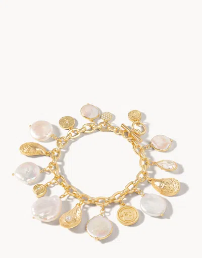 Spartina 449 Pearl Charm Toggle Bracelet Pearl In Gold