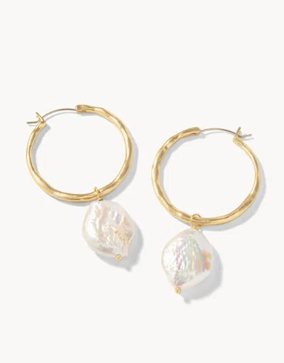 Spartina 449 Pearl Drop Hoop Earrings Pearl In Gold