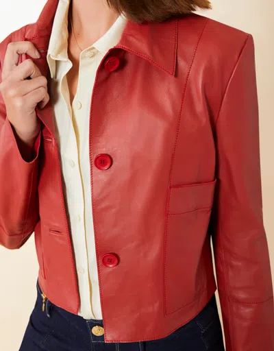 Spartina 449 Penelope Leather Jacket Chili Red