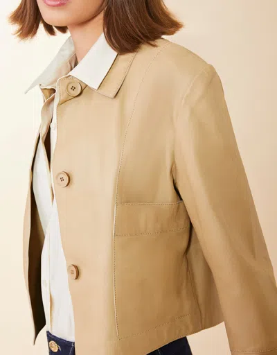 Spartina 449 Penelope Leather Jacket Sand In Brown
